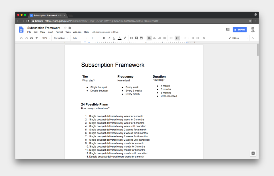 Subscription framework